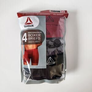 New! 4 REEBOK Black Red Gray Stretch Performance Boxer Briefs Wicking SZ M NWT